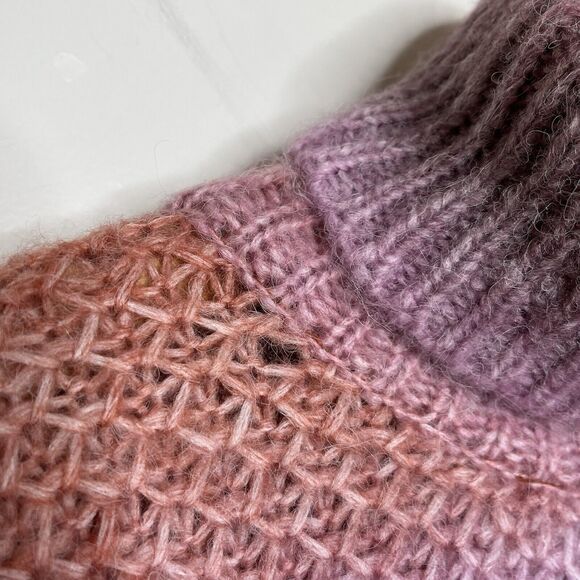 Fate Striped Oversized Turtleneck Sweater Womens L Wool Boho Colorful - Picture 3 of 9